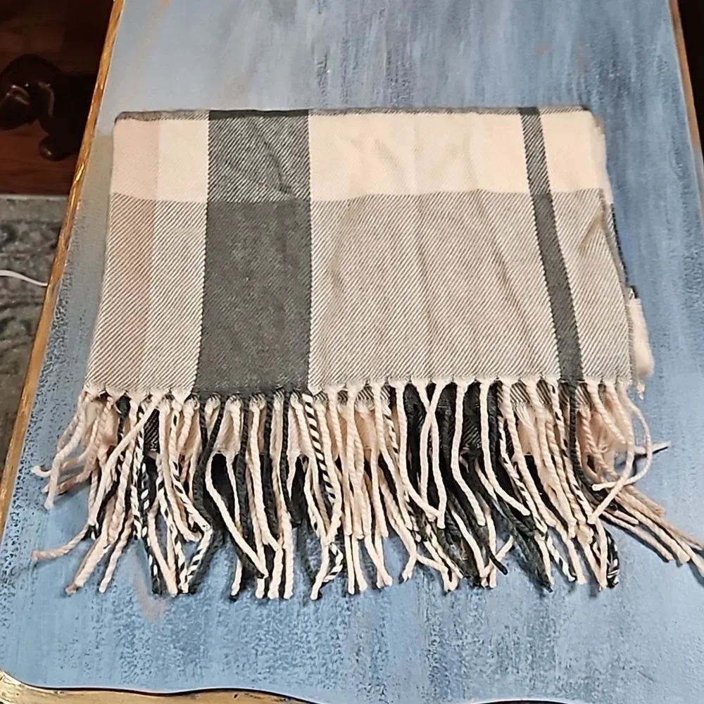 J. Crew Neutral Colorblock Pashmina Scarf | Gray Cream Tan Wrap